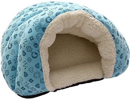 DHGTEP Haustier Schlafsack Hundebett Waschbar rutschfest Katze Kurz Plüsch Hund Kuschelhaus Bett Kissen Herbst Warm Winter Ruheplatz (Color : Blue, Size : S) von DHGTEP