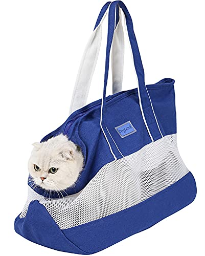 DHGTEP Haustier Tasche Katze Hund Canvas Tasche Atmungsaktiv Hund Geldbörse Haustier Träger Hund Zeug Hund Soft Sided Tote Taschen Für Kleine Hund Katze (Farbe : Blue) von DHGTEP