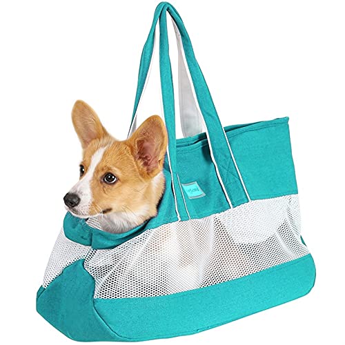 DHGTEP Haustier Tasche Katze Hund Canvas Tasche Atmungsaktiv Hund Geldbörse Haustier Träger Hund Zeug Hund Soft Sided Tote Taschen Für Kleine Hund Katze (Farbe : Green) von DHGTEP