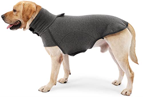 DHGTEP Hochgeschlossener Fleece Hundemantel Bauchbinden für Kleine Mittelgroße Hunde Kleidung Pullover für Französische Bulldogge Corgi Windhunde Labrador Golden Retriever (Farbe : Grau, Größe : L) von DHGTEP