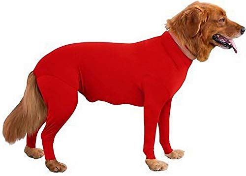 DHGTEP Hund Leichtgewicht Vier Füße Pyjamas Hund Jumpsuits 4 Beine Hund Onesies T-Shirt Welpe Haustier Kostüm für Große Mittlere Hunde (Color : Red, Size : XXL) von DHGTEP