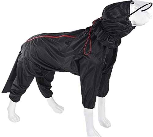 DHGTEP Hund Regenmantel Outdoor wasserdichte Kleidung Kapuzenoverall Overall für kleine große Hunde Regenmantel Französische Bulldogge Labrador (Farbe : Black for Boy Dog, Größe : No. 32) von DHGTEP