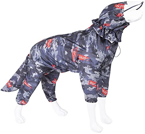 Hund Regenmantel Outdoor wasserdichte Kleidung Kapuzenoverall Overall für kleine große Hunde Regenmantel Französische Bulldogge Labrador (Farbe : Blue for Boy Dog, Größe : No. 32) von DHGTEP