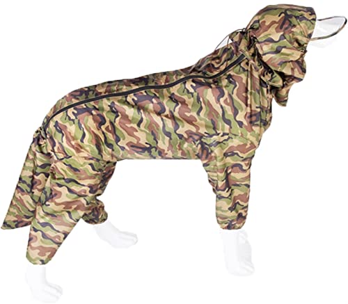 DHGTEP Hund Regenmantel Outdoor wasserdichte Kleidung Kapuzenoverall Overall für kleine große Hunde Regenmantel Französische Bulldogge Labrador (Farbe : Green for Boy Dog, Größe : No. 32) von DHGTEP