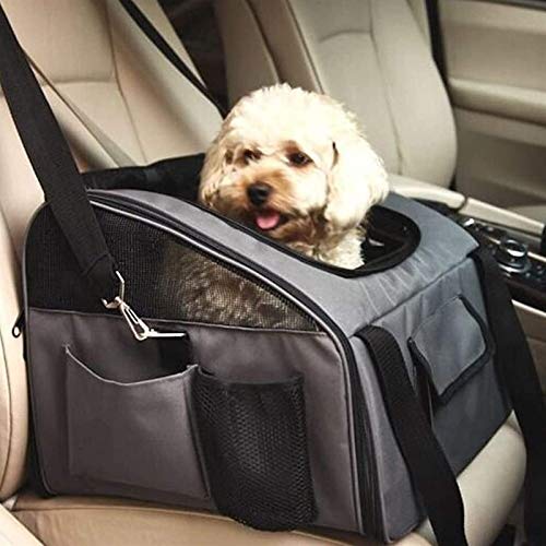 DHGTEP Hunde-Autositz, Faltbare Tragetasche für Kleine Hunde, Tragetasche mit Gurt für Hundetransport Im Auto, Kleiner Hund Welpe Reiseauto Protector Tragetasche (Color : Gray) von DHGTEP