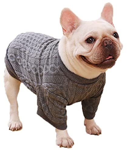 DHGTEP Hunde Pullover Winter Warm Hund Fleece Mantel mit Beinen Dick Jumpsuit für Bulldogge Klein Mittel Hund (Farbe : Grau, Größe : S) von DHGTEP