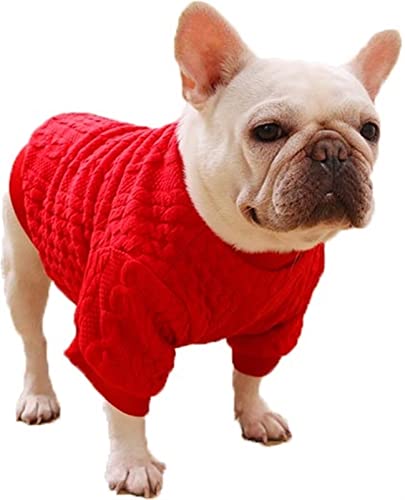 DHGTEP Hunde Pullover Winter Warm Hund Fleece Mantel mit Beinen Dick Jumpsuit für Bulldogge Klein Mittel Hund (Farbe : Rot, Größe : L) von DHGTEP