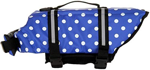 DHGTEP Hunde Sicherheit Badeanzug Lebensretter Westen für Pool Strand Bootfahren, Schwimmweste mit Rettungsgriff Reflektierende Streifen (Color : Blue, Size : M) von DHGTEP