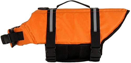 DHGTEP Hunde Sicherheit Badeanzug Lebensretter Westen für Pool Strand Bootfahren, Schwimmweste mit Rettungsgriff Reflektierende Streifen (Color : Orange, Size : L) von DHGTEP