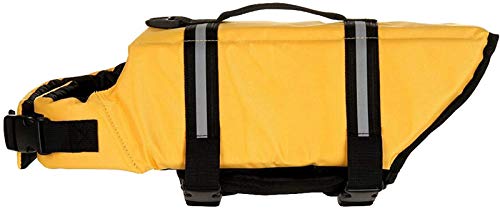 DHGTEP Hunde Sicherheit Badeanzug Lebensretter Westen für Pool Strand Bootfahren, Schwimmweste mit Rettungsgriff Reflektierende Streifen (Color : Yellow, Size : L) von DHGTEP