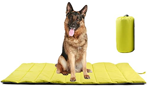 DHGTEP Hundebett Reisematte Zubehör Outdoor Tragbar Wasserdicht Faltbar Roll Up Sofa Hundebett Zwinger Auto Haustier Matte Großes Hundezubehör (Farbe : Gelb, Größe : 110x68cm) von DHGTEP