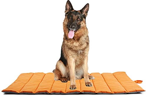 DHGTEP Hundebett Reisematte Zubehör Outdoor Tragbar Wasserdicht Faltbar Roll Up Sofa Hundebett Zwinger Auto Haustier Matte Großes Hundezubehör (Farbe : Orange, Größe : 110x68cm) von DHGTEP