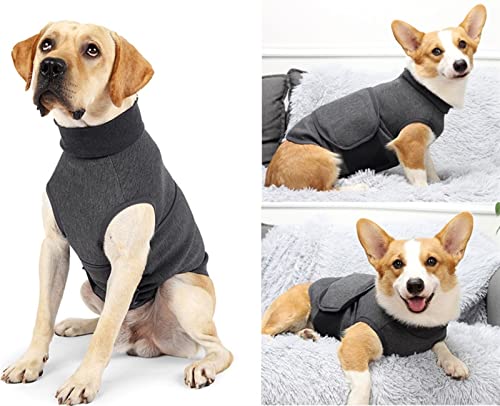 DHGTEP Hundegeschirr Anti Angst Jacke Welpe Appease Vest Coat Relief Beruhigung Polyester Hunde Kleidung Bauch Bands für Samll Medium Große Hunde (Farbe : Grau, Größe : L) von DHGTEP