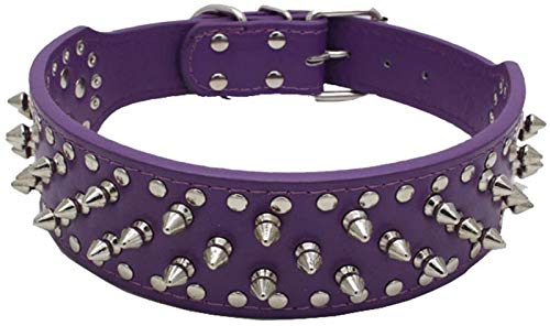 DHGTEP Hundehalsband Leder Breit, Hundehalsband Einstellbar Langlebig Weich Gepolstert Welpe Haustier Halsbänder für Kleine Mittlere Große Hunde (Color : Purple, Size : 51x5CM) von DHGTEP