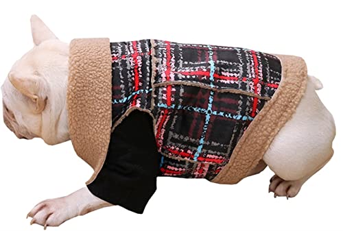 DHGTEP Hundejacken Lederbekleidung für Französische Bulldogge Winter Fleece Hundemantel mit Beinen für Kleine Mittlere Hunde (Größe : L) von DHGTEP