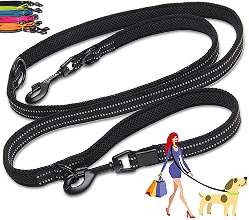 DHGTEP Hundeleine Hände Frei Hundeleine, Doppelendige Hundetrainingsleine, Starkes Reflektierendes Nylonseil Zum Laufen, Wandern, Radfahren für Mittelgroße Hunde (Color : Black, Size : S) von DHGTEP