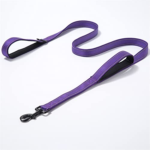 DHGTEP Hundeleine Reflektierend Gepolstert Hundeleine Zwei Handgriff Langlebig Klein Mittel Groß Hund Haustier Training Leine Nylon Leine 11 Farben (Farbe : Purple, Größe : 1.5M/4.9FT) von DHGTEP