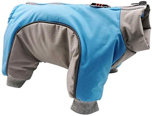 DHGTEP Hundemantel Fleece Jacke Haustier Kleidung Wasserdicht Vierbeinige Baumwolle D Ring Hundemantel Pullover für Kleine Mittlere Große Haustier Mantel (Color : Blue, Size : S) von DHGTEP