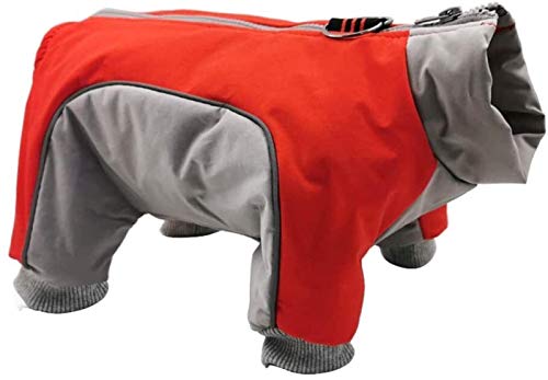 DHGTEP Hundemantel Fleece Jacke Haustier Kleidung Wasserdicht Vierbeinige Baumwolle D Ring Hundemantel Pullover für Kleine Mittlere Große Haustier Mantel (Color : Red, Size : M) von DHGTEP