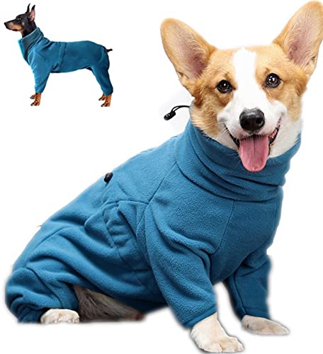 DHGTEP Hundemantel Fleece- Jacke mit Beinen für Den Winter, Warme Dicke Hundekleidung für Kleine Mittlere Große Männchen/Hündin Overalls für Corgi (Farbe : Grün, Größe : M) von DHGTEP