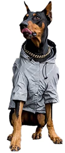 DHGTEP Hundemantel Reflektierende Kapuzenjacke Outdoor Winddichte Kleidung Hundemantel für Mittlere Große Hunde (Farbe : Silver, Größe : L) von DHGTEP