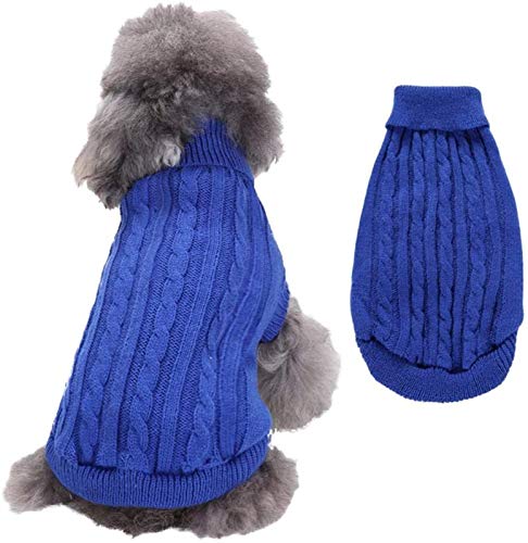 DHGTEP Hundemantel für Kleine Hunde Winter Pullover Warme Herbst Winter Haustier Baumwollmantel Kleidung für Welpe Kleiner Mittlerer Hund (Color : Navy Blue, Size : XS) von DHGTEP