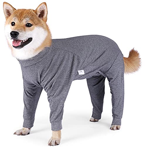 DHGTEP Hundepyjamas Pure Dog Jumpsuits 4 Legs Dog Fleece Onesie T-Shirt Hundekostüm Für Kleine Mittlere Große Hunde (Farbe : Gray, Größe : X-Small) von DHGTEP