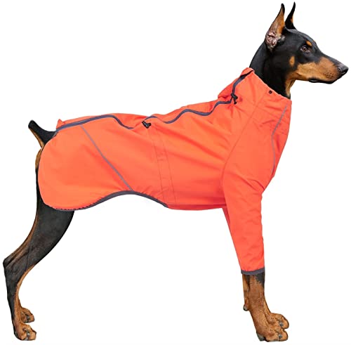 DHGTEP Hunderegenmantel Wasserdicht Nylon Regencape Für Hunde, Outdoor Hundemantel Mit Verstellbarem Hals Brust, Für Kleine Mittlere Große Hunde Camping Wandern (Color : Orange, Size : L) von DHGTEP