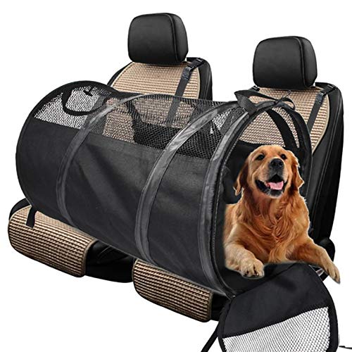 DHGTEP Hundeträger für Auto Reise Autositz Abdeckung Hund Autositz Abdeckung Faltbar Wasserdicht Hund Rücksitz Träger Betten für Hunde (Color : Black, Size : L) von DHGTEP