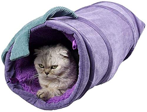 DHGTEP Katze Tunnel Cord Lustige Katze Tunnel Spielzeug 2 Löcher Hält Warm und Quietschen Papier Den Ganzen Winter Lang (Color : Purple, Size : S) von DHGTEP