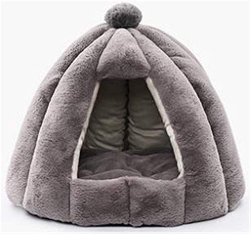 DHGTEP Katzenbetten Iglu Katzenhöhle mit Kapuze Flauschig Beheiztes Bett Korb Katzenzelt Höhlen & Häuser Abnehmbare Waschbare Kissen für Katzen/Kissenbett für Katzen (Color : Gray, Size : 56x56x48cm) von DHGTEP