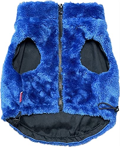 DHGTEP Kunstpelz Hundejacken Winter Warmer Hundemantel Kurze Oberbekleidung Gekürzter Ärmelloser Mantel Weste Gilet für Bulldogge Teddy Shiba Inu (Farbe : Blau, Größe : XL) von DHGTEP