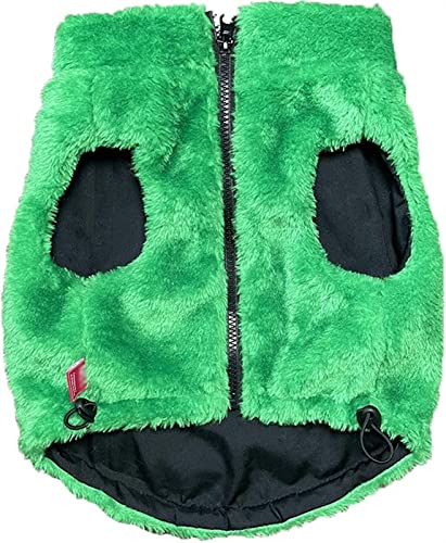 DHGTEP Kunstpelz Hundejacken Winter Warmer Hundemantel Kurze Oberbekleidung Gekürzter Ärmelloser Mantel Weste Gilet für Bulldogge Teddy Shiba Inu (Farbe : Grün, Größe : XL) von DHGTEP