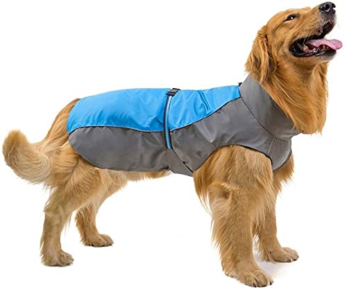 Regenmantel für Hunde, Hund wasserdichte Jacken Atmungsaktive Sportweste Regenmantel in 12 Größen für Kleine Mittelgroße Hunde Katzen (Color : Blue, Size : 4XL) von DHGTEP