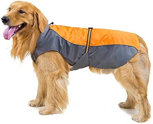 Regenmantel für Hunde, Hund wasserdichte Jacken Atmungsaktive Sportweste Regenmantel in 12 Größen für Kleine Mittelgroße Hunde Katzen (Color : Orange, Size : 3XL) von DHGTEP