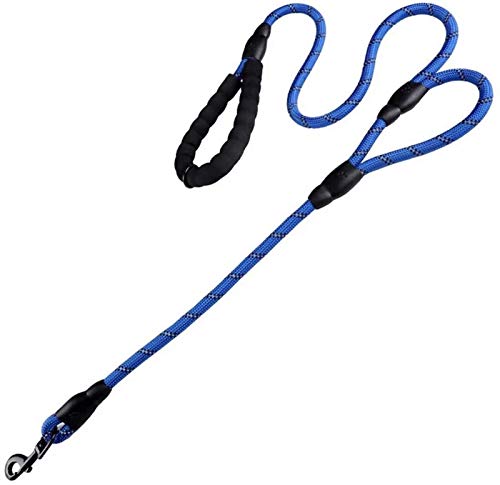 DHGTEP Seil-Hundeleine mit Zwei Gepolsterten Griffen, 1,8M Lange Trainings-Hundeleine mit Starken, Reflektierenden Nähten für Mittlere Bis Große Haustiere (Color : Navy Blue, Size : 150×1.2CM) von DHGTEP