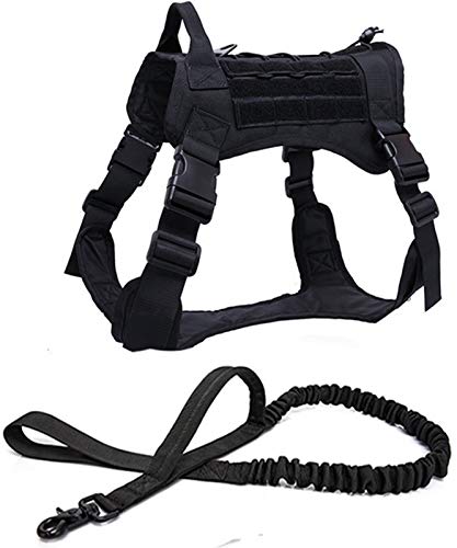 DHGTEP Taktisches Hundegeschirr und Leine Set Outdoor-Hundeweste Deutscher Schäferhund Geschirr Dauerhaftes Hunde-Trainingsgeschirr (Color : Black Set, Size : L) von DHGTEP