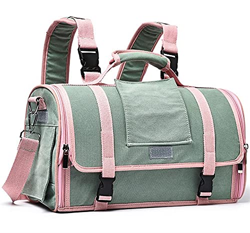 DHGTEP Tragetaschen Für Kleine Und Mittelgroße Katzen Und Hunde, Atmungsaktive Katzen Tragetasche Faltbar Welpen-Tragetasche, Mesh-Schulter Mit Fleece-Rollenbett (Farbe : Green, Größe : 18X47X23CM) von DHGTEP