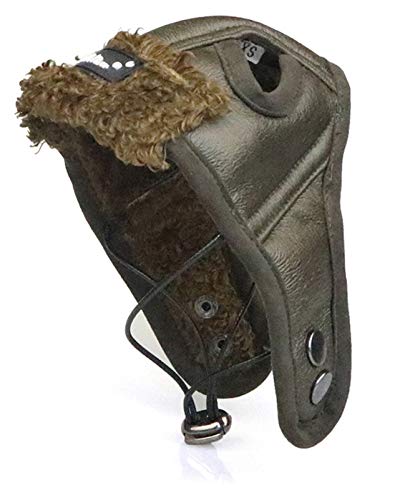 DHGTEP Warme Hund Pilot Hut Leder Haustier Hundekappe für Große Welpen Hunde Hüte Lustig Cosplay Haustier Hundehut Hund (Color : Brown, Size : L) von DHGTEP