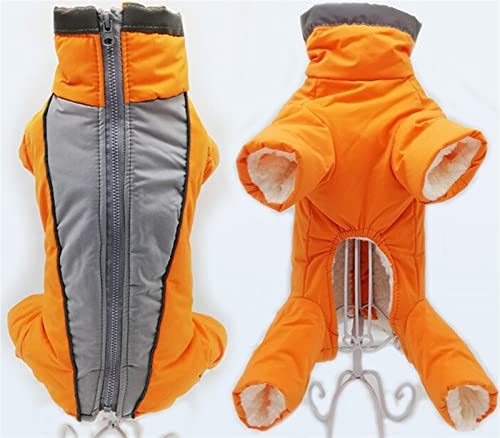 DHGTEP Winter Hund Fleece Mantel Warm Wasserdicht Hund Overall Gepolstert Verdickte Hose Männlich/Weiblich Hund Kleidung für Kleine Mittelgroße Hund Daunenjacke (Farbe : Boy orange, Größe : 16) von DHGTEP