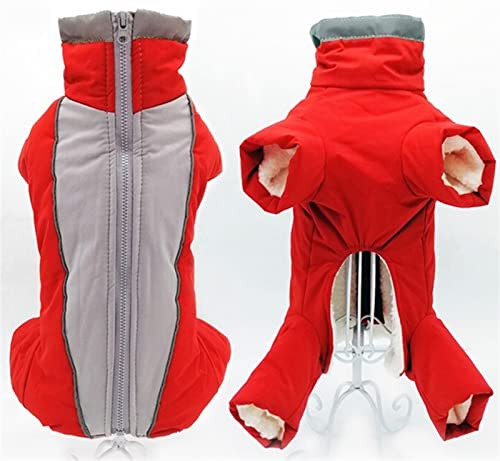 DHGTEP Winter Hund Fleece Mantel Warm Wasserdicht Hund Overall Gepolstert Verdickte Hose Männlich/Weiblich Hund Kleidung für Kleine Mittelgroße Hund Daunenjacke (Farbe : Boy red, Größe : 10) von DHGTEP