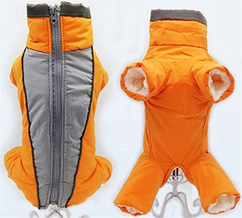 DHGTEP Winter Hund Fleece Mantel Warm Wasserdicht Hund Overall Gepolstert Verdickte Hose Männlich/Weiblich Hund Kleidung für Kleine Mittelgroße Hund Daunenjacke (Farbe : Girl orange, Größe : 18) von DHGTEP