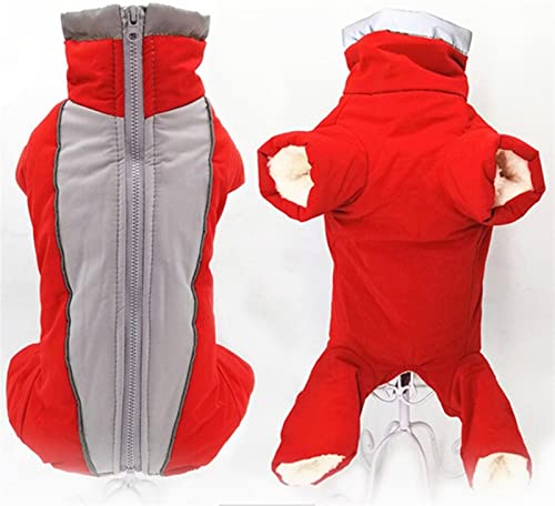 DHGTEP Winter Hund Fleece Mantel Warm Wasserdicht Hund Overall Gepolstert Verdickte Hose Männlich/Weiblich Hund Kleidung für Kleine Mittelgroße Hund Daunenjacke (Farbe : Girl red, Größe : 8) von DHGTEP