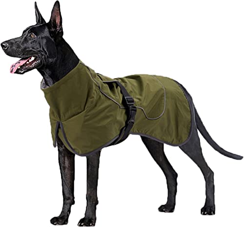 DHGTEP wasserdichte Hundemäntel Winterjacke Reflektierende Winddichte Hundeweste Fleece Kleidung für Mittelgroße Hunde Pitbull Labrador Weimaraner Deutscher Schäferhund (Farbe : Grün, Größe : XXL) von DHGTEP