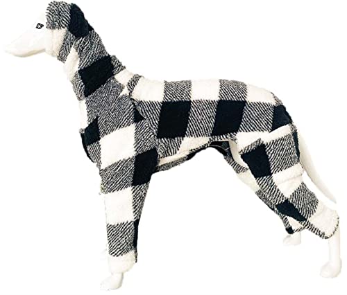 DHGTEP Hund Winter Fleece-Pullover mit Beinen, Vollkörper Abdeckung Hund Fleece Overall Warm Hund Onesie für Kleine Mittlere Große Hunde (Color : Black/White, Size : S) von DHGTEP