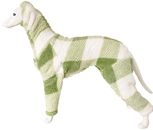 Hund Winter Fleece-Pullover mit Beinen, Vollkörper Abdeckung Hund Fleece Overall Warm Hund Onesie für Kleine Mittlere Große Hunde (Color : Green/White, Size : L) von DHGTEP