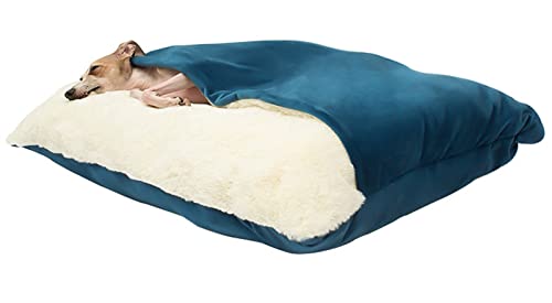 Hundebett Kuschelig Wolke Höhle, Winter Warme Schlafsack Plüsch Quadrat Hooded Katze Nest Bett für Hunde & Katzen, Maschine Waschbar Kleine Mittlere Hundebett mit Abnehmbaren Deckel von DHGTEP