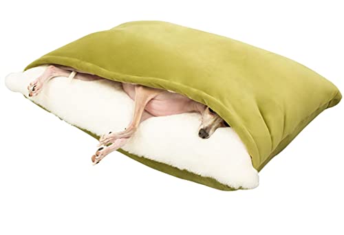 Hundebett Kuschelig Wolke Höhle, Winter Warme Schlafsack Plüsch Quadrat Hooded Katze Nest Bett für Hunde & Katzen, Maschine Waschbar Kleine Mittlere Hundebett mit Abnehmbaren Deckel von DHGTEP