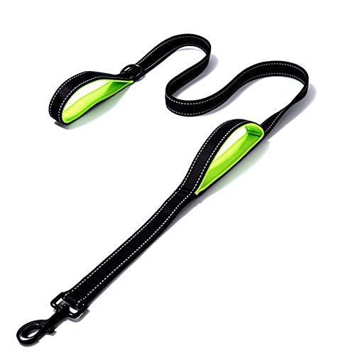 Hundeleine Reflektierend Gepolstert Hundeleine Zwei Handgriff Langlebig Klein Mittel Groß Hund Haustier Training Leine Nylon Leine 11 Farben (Farbe : Black Green, Größe : 1.8M/5.9FT) von DHGTEP