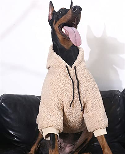 Hundemantel Aus Baumwoll-Fleece mit Mütze, Winterwarmer Dicker Fleece Hundeoverall, Hundejacke mit 2 Beinen für Kleine, Mittlere und Große Hunde (Farbe : Beige, Größe : 10) von DHGTEP